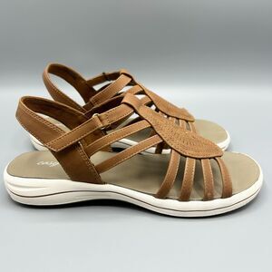 Easy Street Womens Gemi Tan Open Toe Slingback Sandals Size 6WW